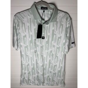 Bad Birdie Golf Polo Shirt Cactus Print Mint‎ Green Short Sleeve Mens Small, NWT
